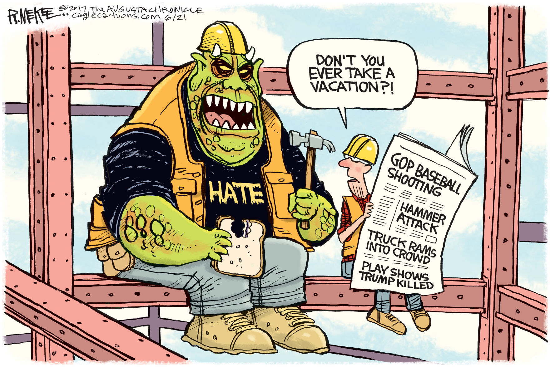 Hate by Rick McKee, The Augusta Chronicle